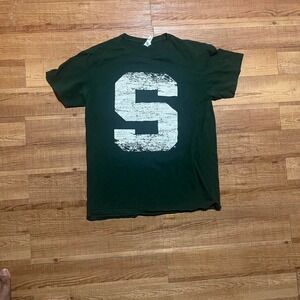 Michigan State Spartans green and white cotton T-shirt